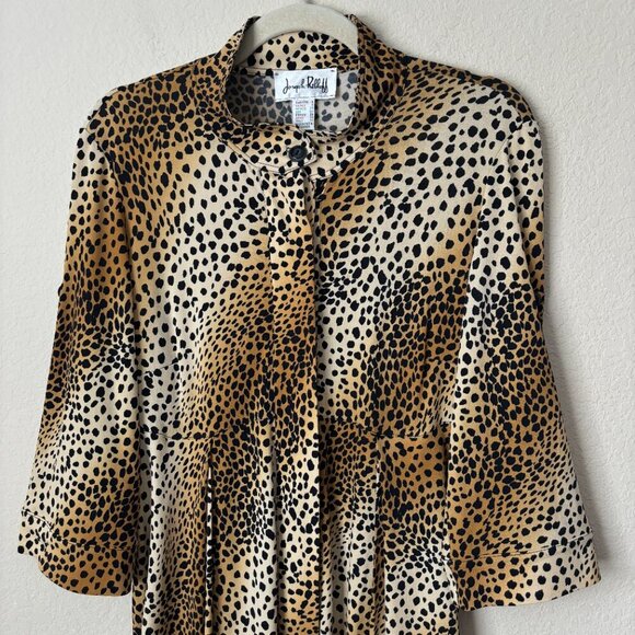 Joseph Ribkoff Cheetah Leopard Print Button Front Longline Tunic Top - Picture 4 of 10